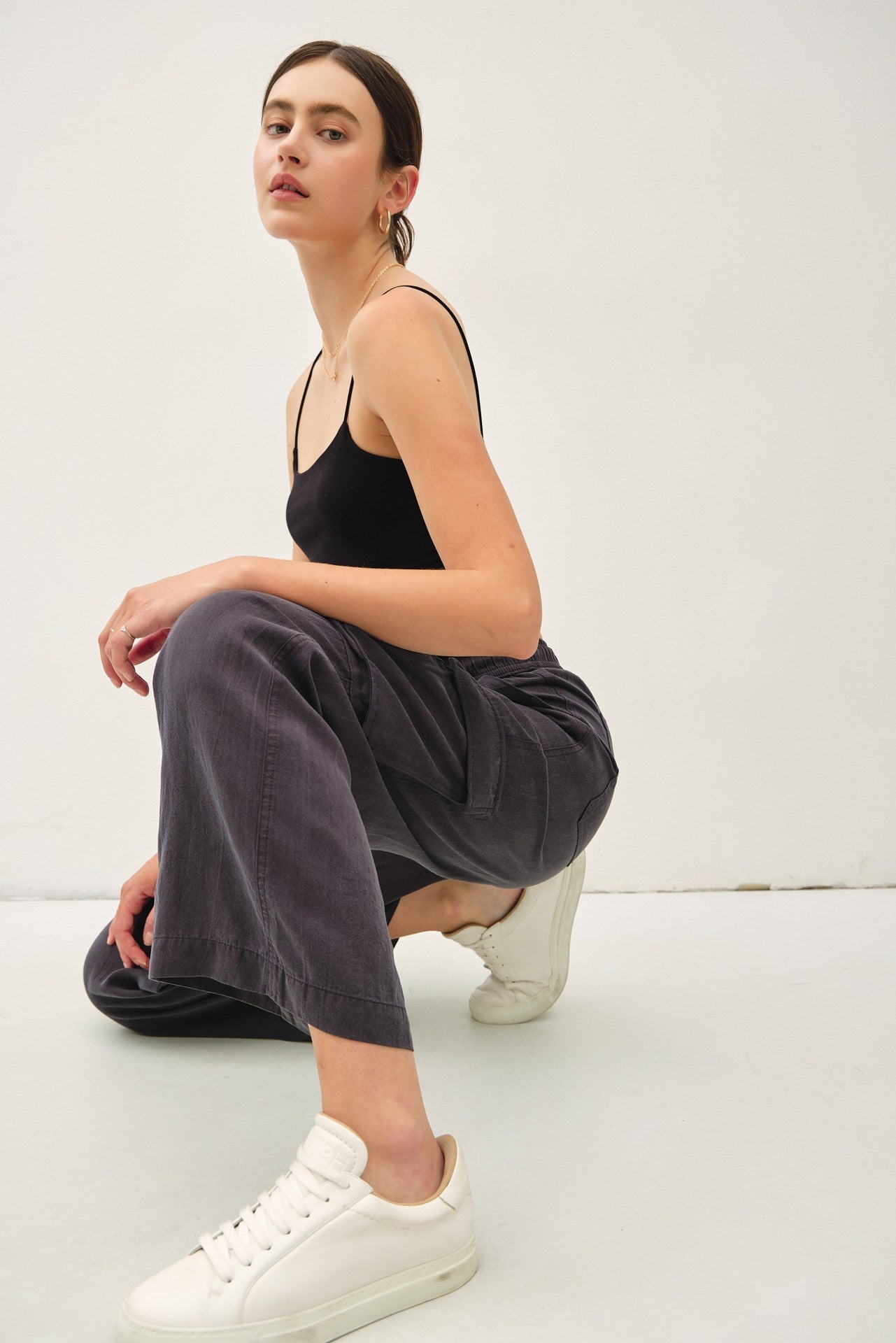 Slate Tencel Drawstring Cargo Pants