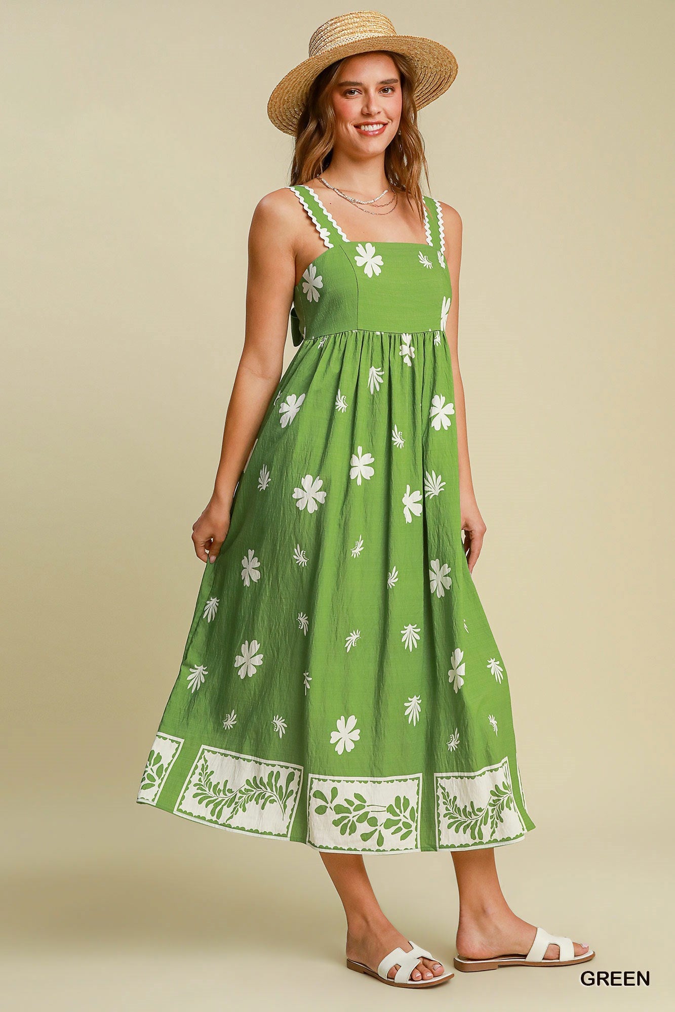 Floral Border Print Midi Dress
