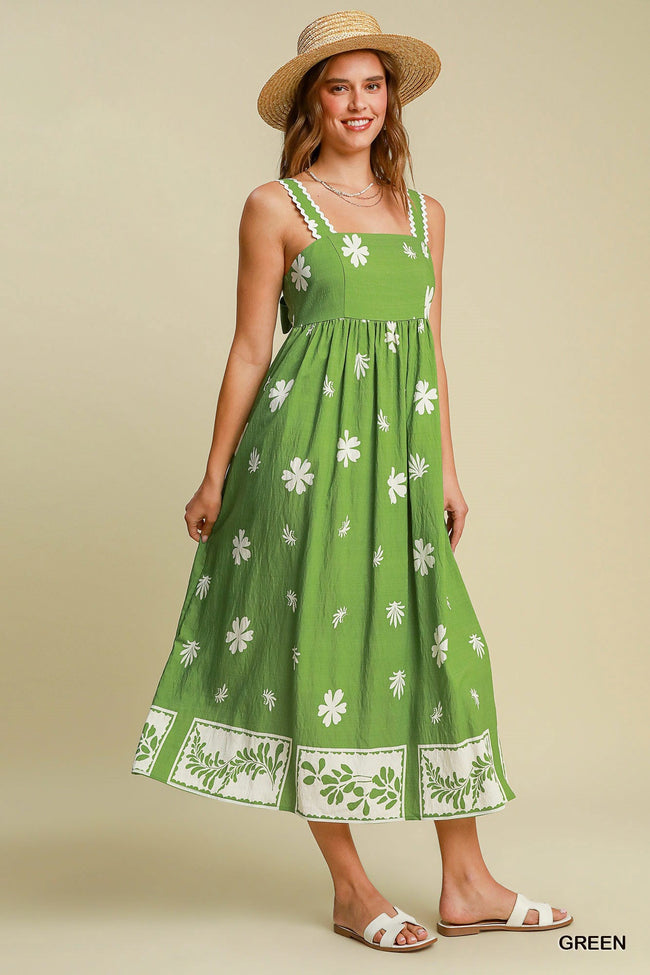 Floral Border Print Midi Dress