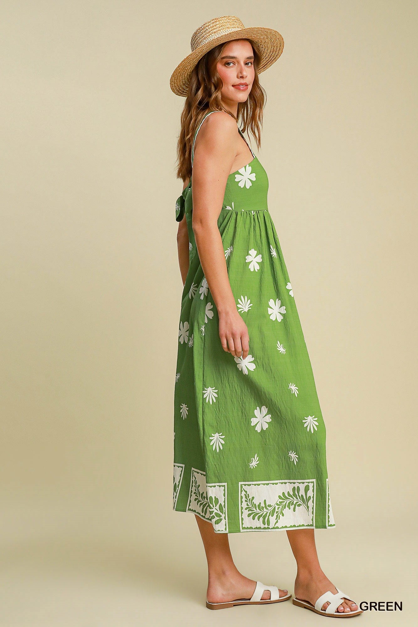 Floral Border Print Midi Dress