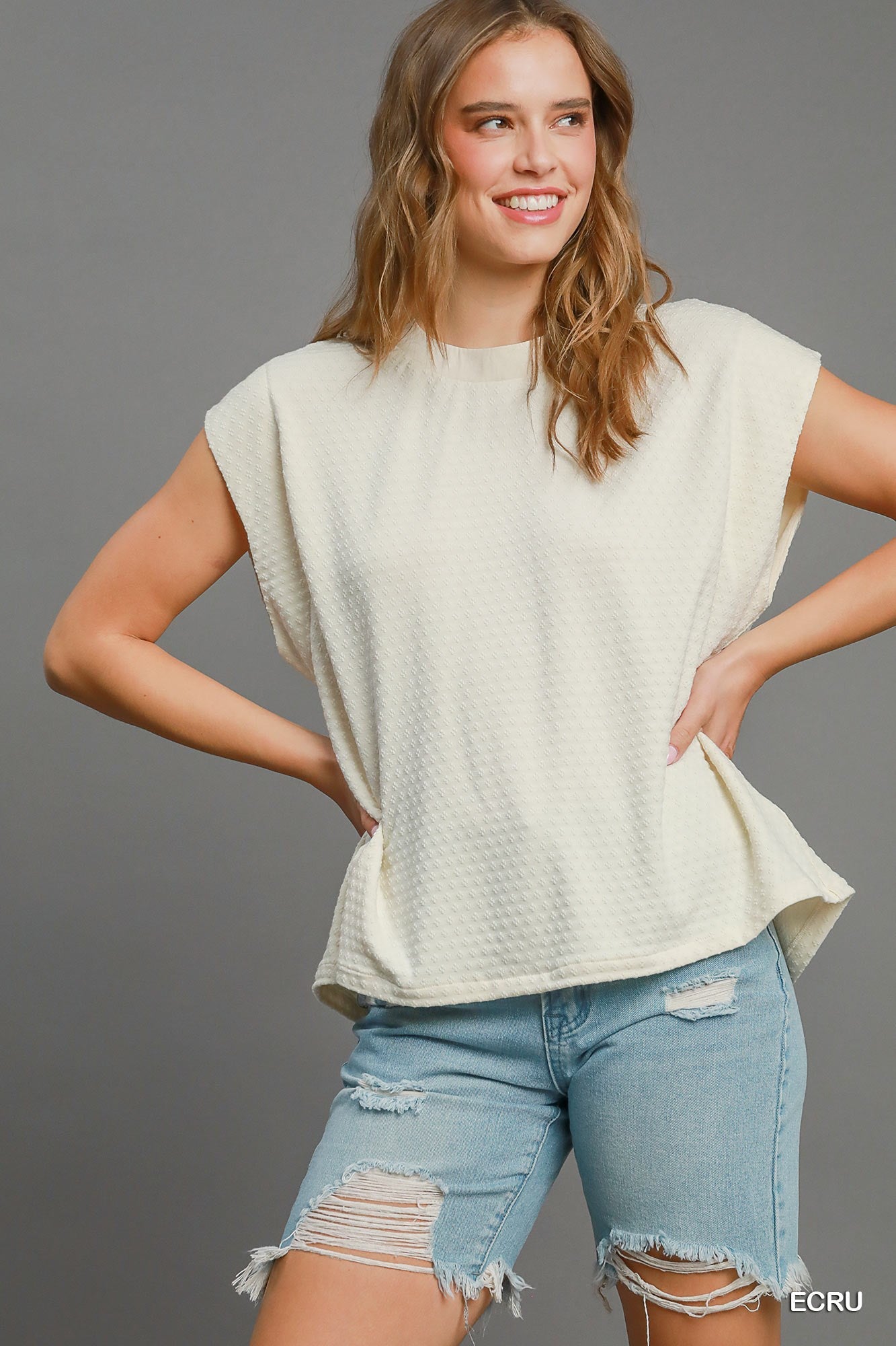 Jersey Jacquard Dolman Bow Top