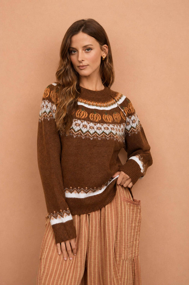 Pumpkin Fair Isle Sweater