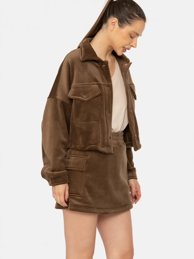 Chocolate Corduroy Cargo Skort