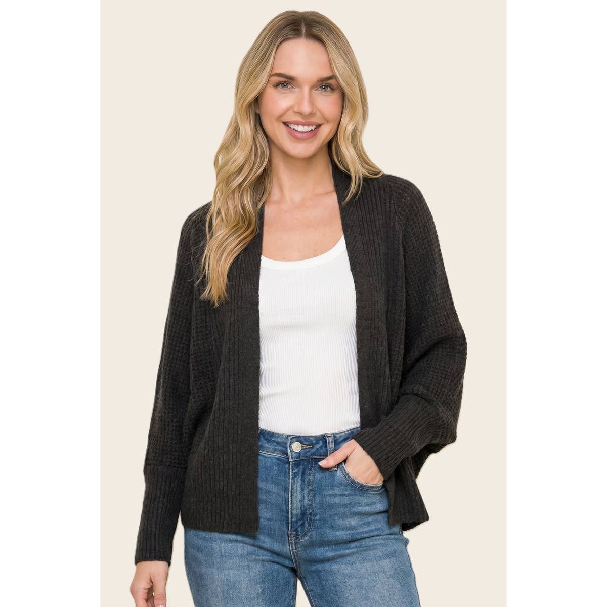 Waffle Weave Dolman Cardigan