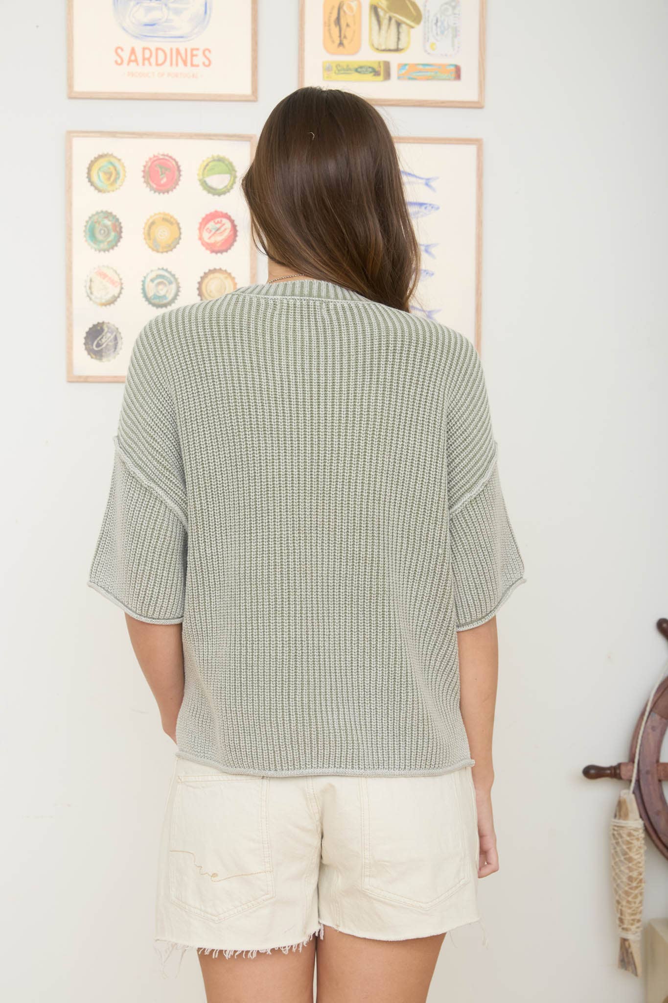 Olive Relaxed Knit Sweater Top