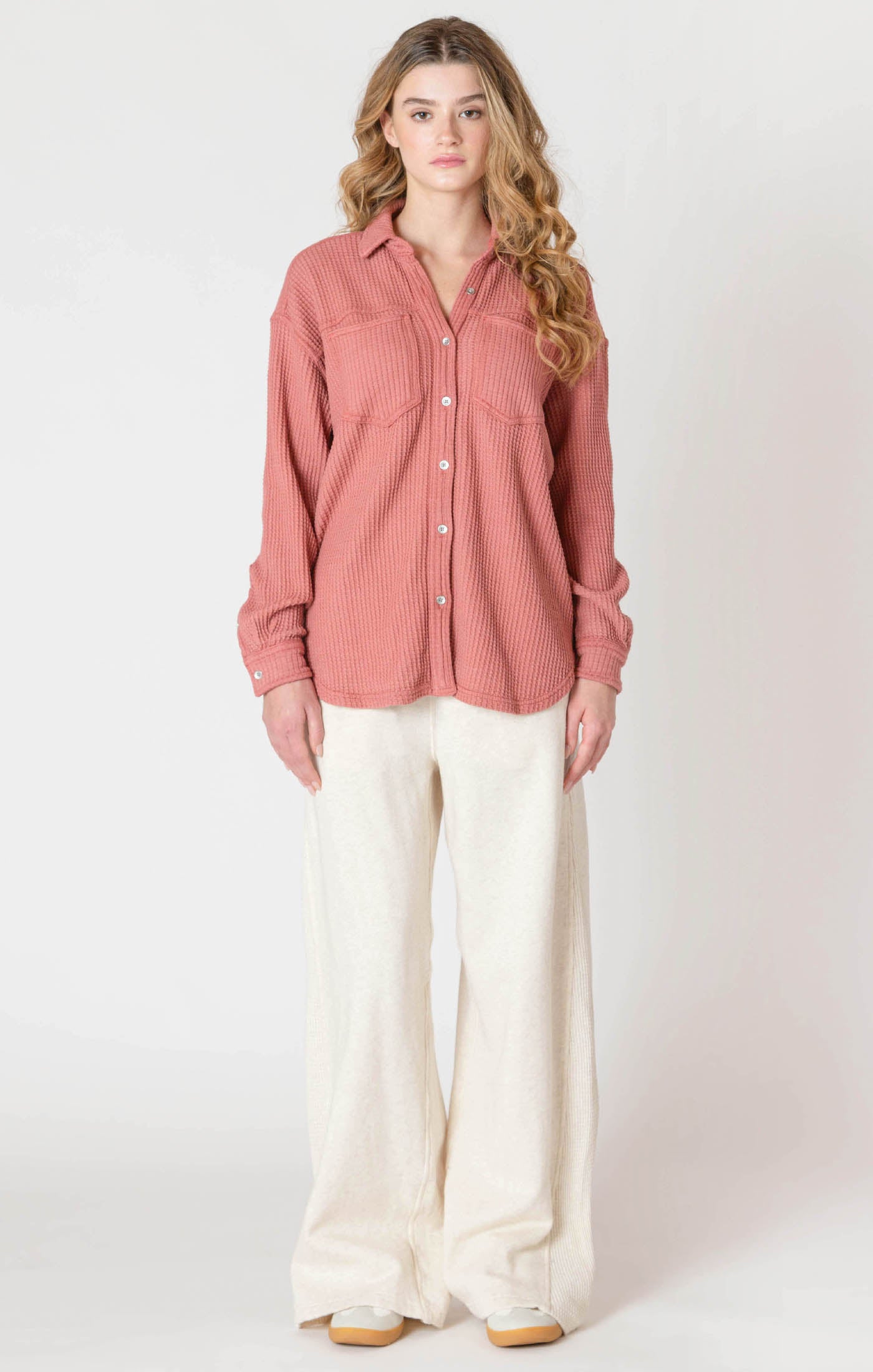 Waffle Weave Button Shacket