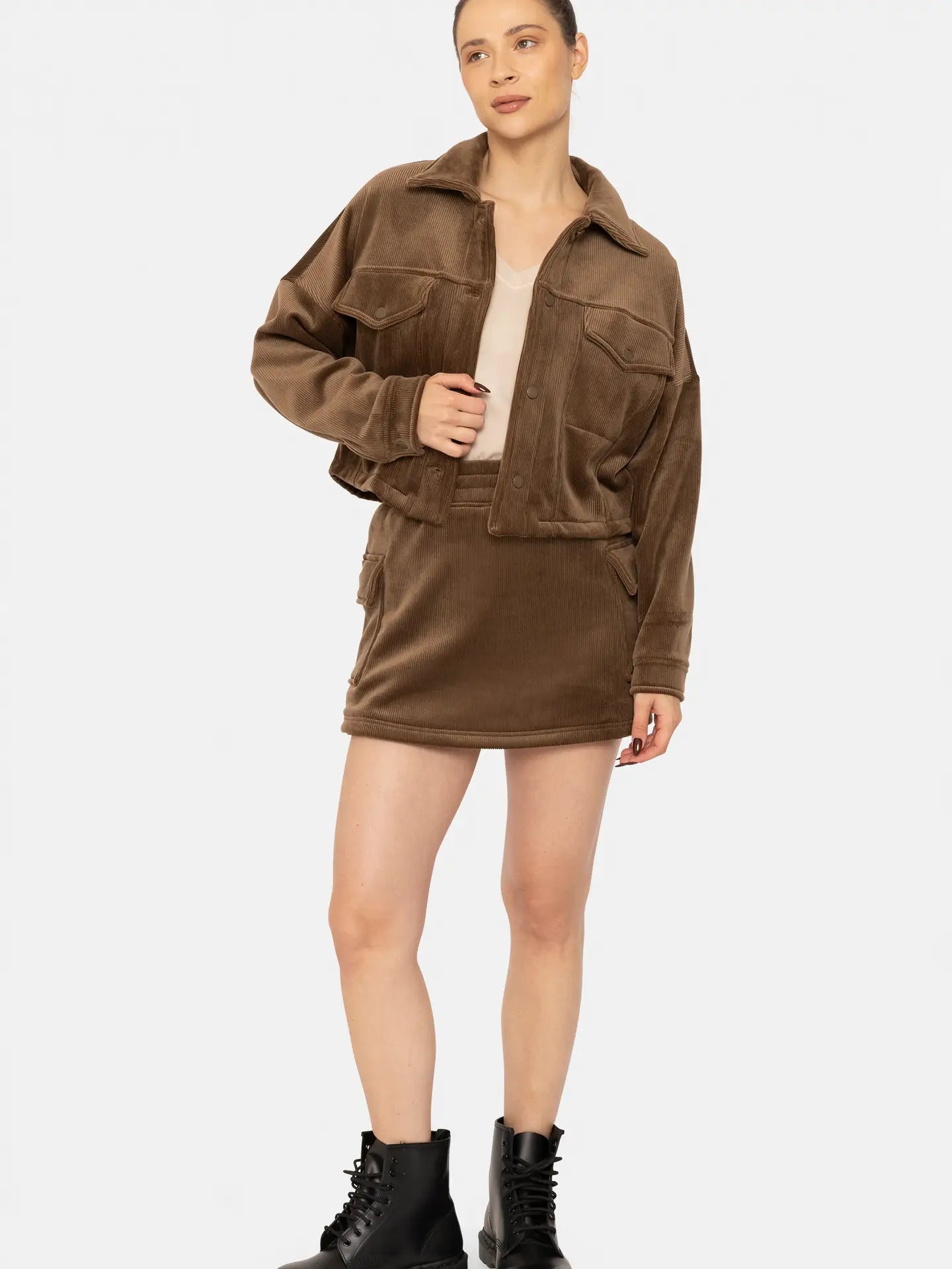 Chocolate Corduroy Crop Jacket
