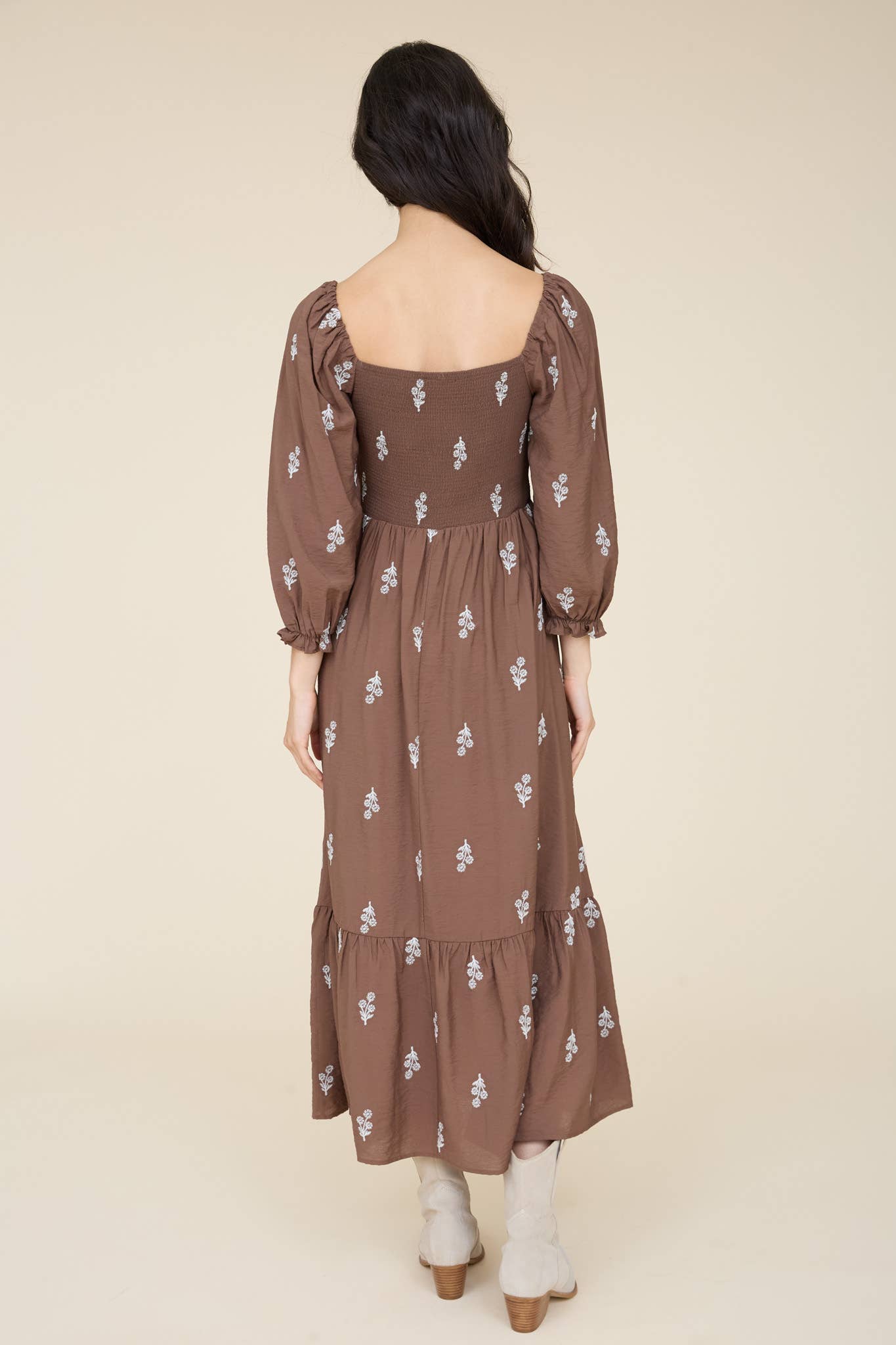 Embroidered Smocked Peasant Dress