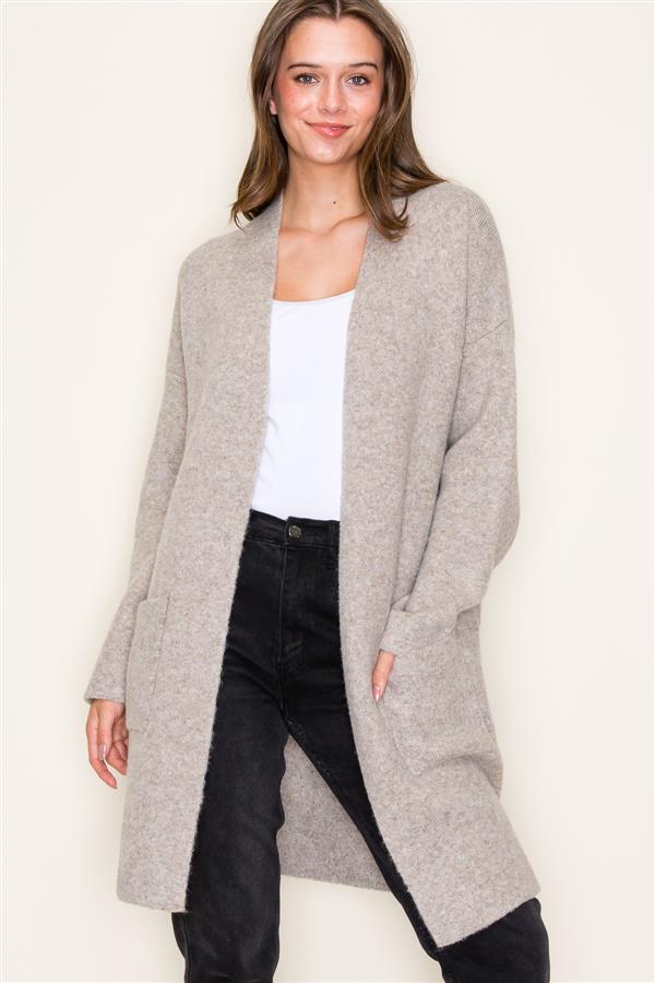 Grey Knit Duster Cardigan