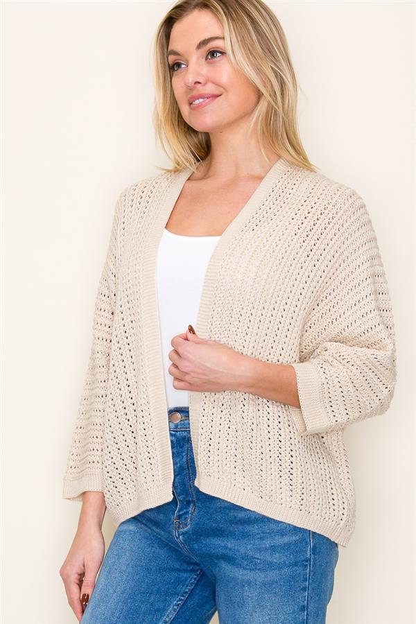 Oatmeal Crochet Doman Sleeve Cardi