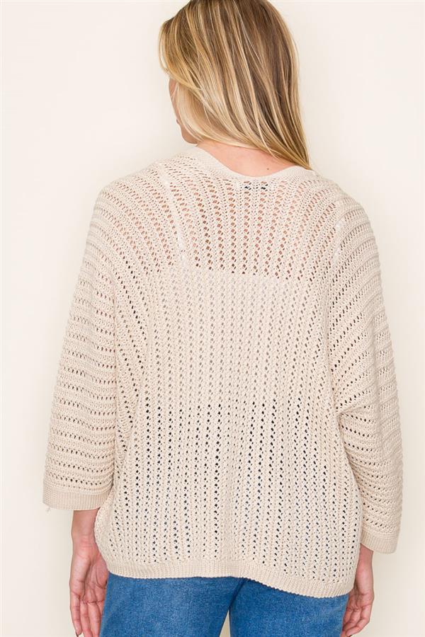 Oatmeal Crochet Doman Sleeve Cardi