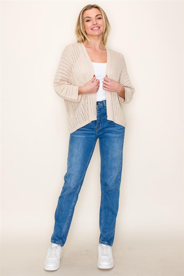 Oatmeal Crochet Doman Sleeve Cardi