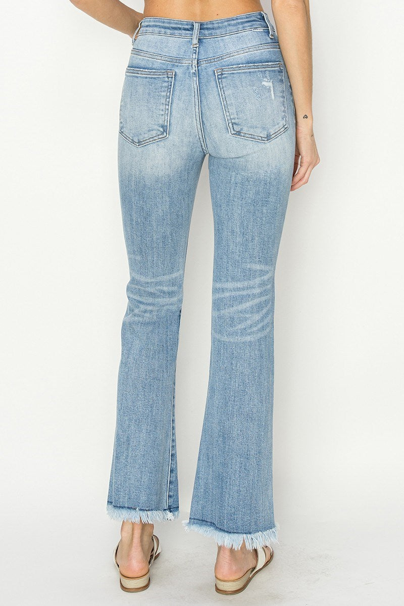 Light High Rise Raw Edge Jeans