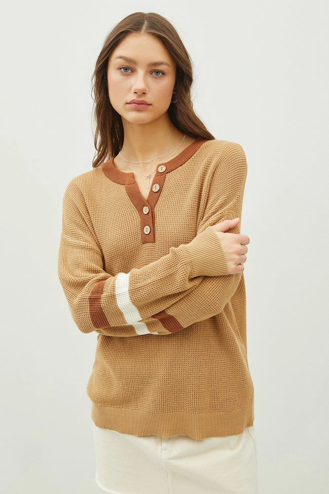 Waffle Knit Rugby Henley Top