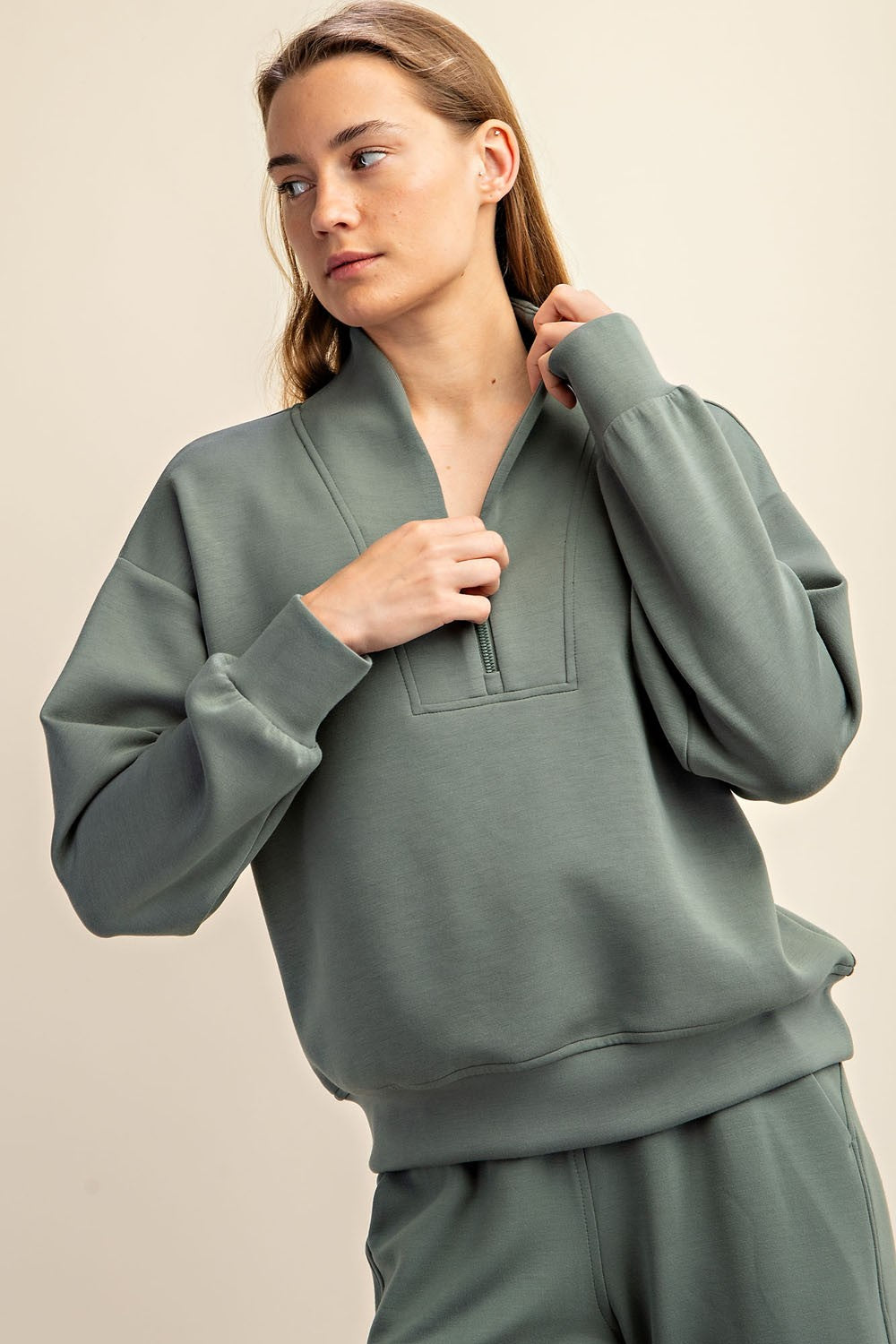 Sage Quarter Zip Sweatshirt