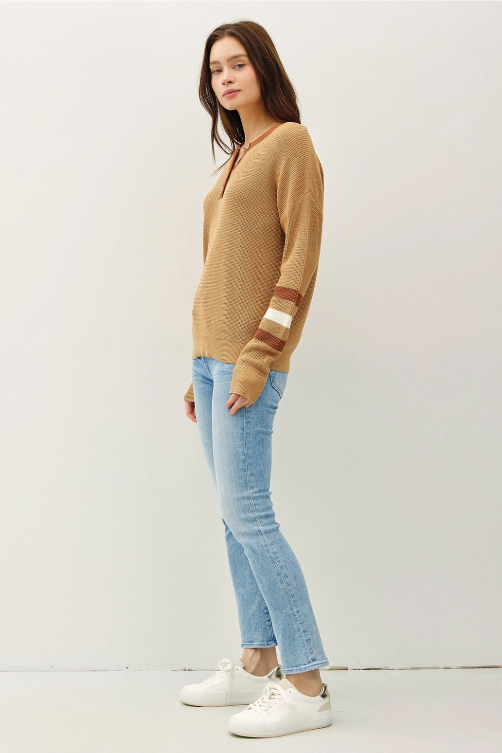 Waffle Knit Rugby Henley Top