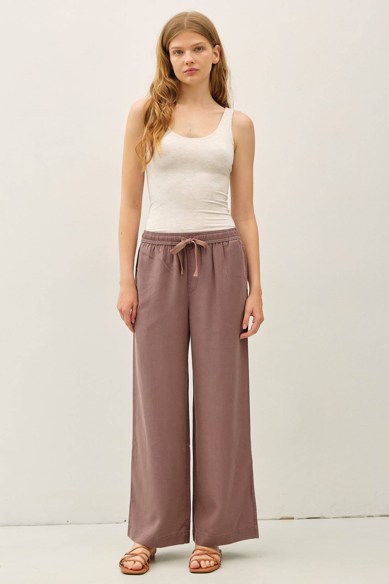 Tercel Tie Waist Wide Leg Pants