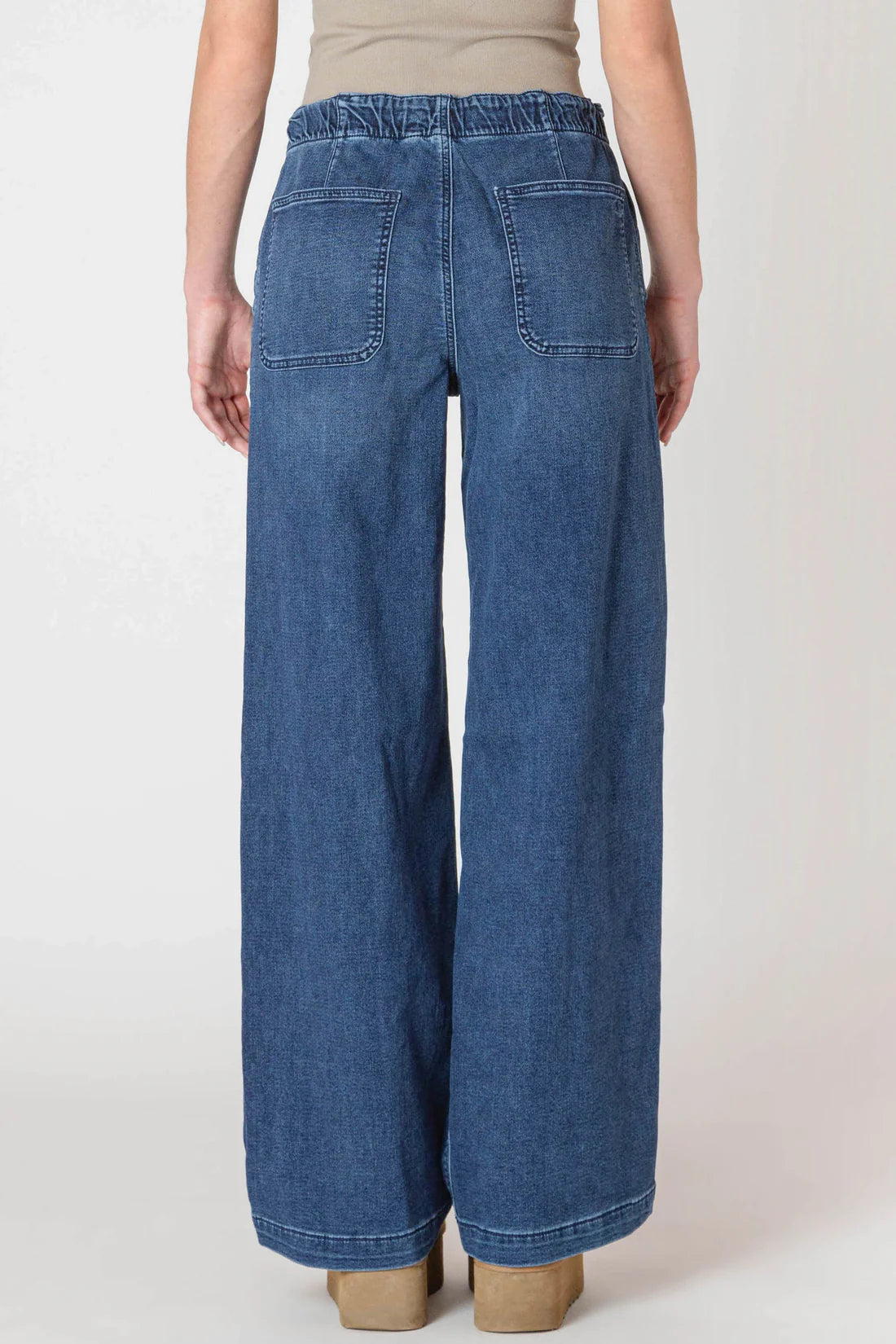 Wide Leg Trouser Tie Denim Pants