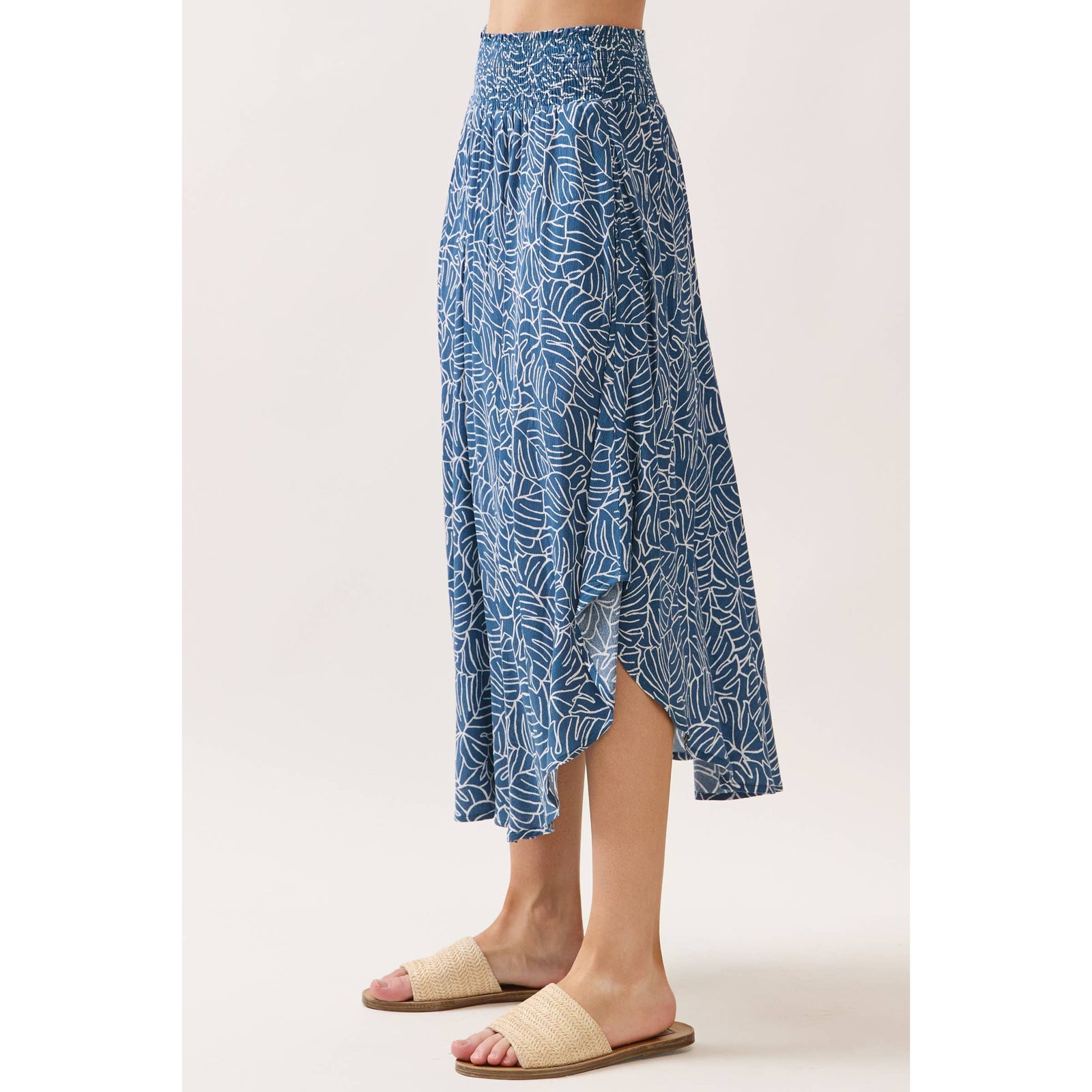 Leaf Smocked Waist Maxi Skirt