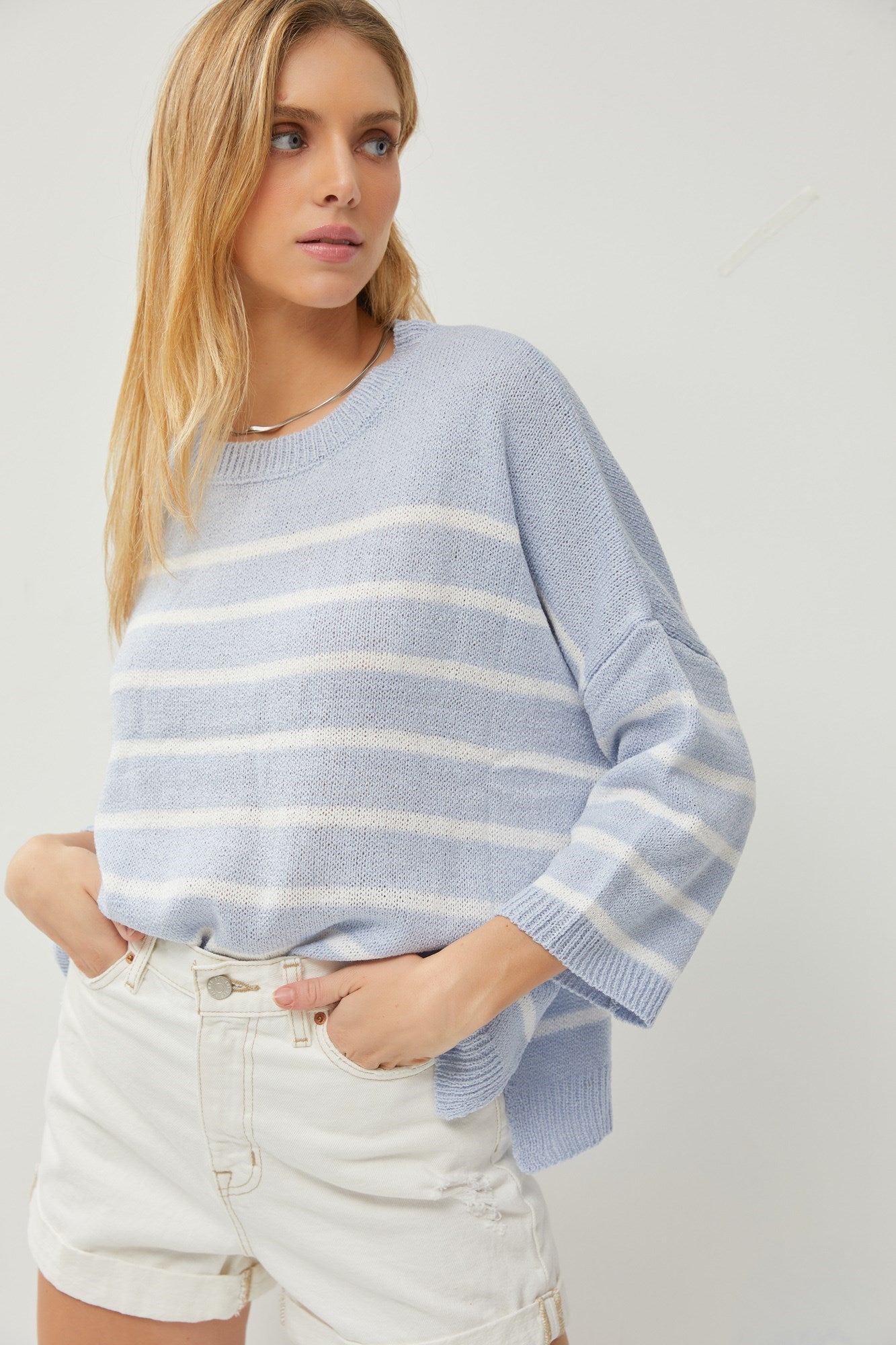 Chambray Blue Stripe Sweater
