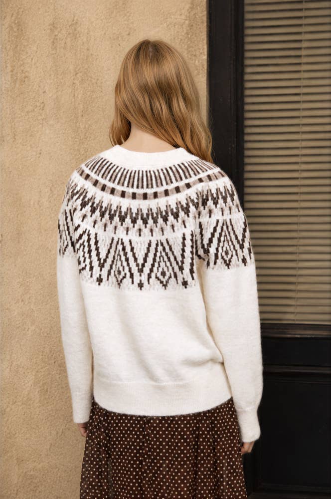 Cream Fair Isle Knit Sweater