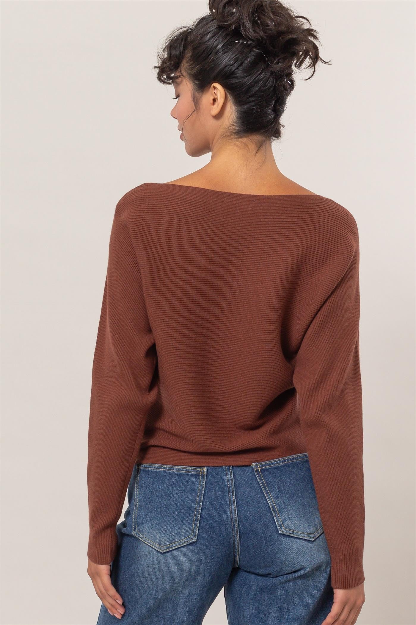 Chestnut Crossweave Sweater Top