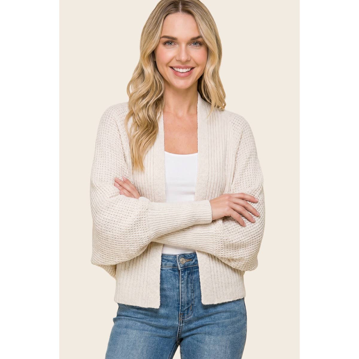 Waffle Weave Dolman Cardigan