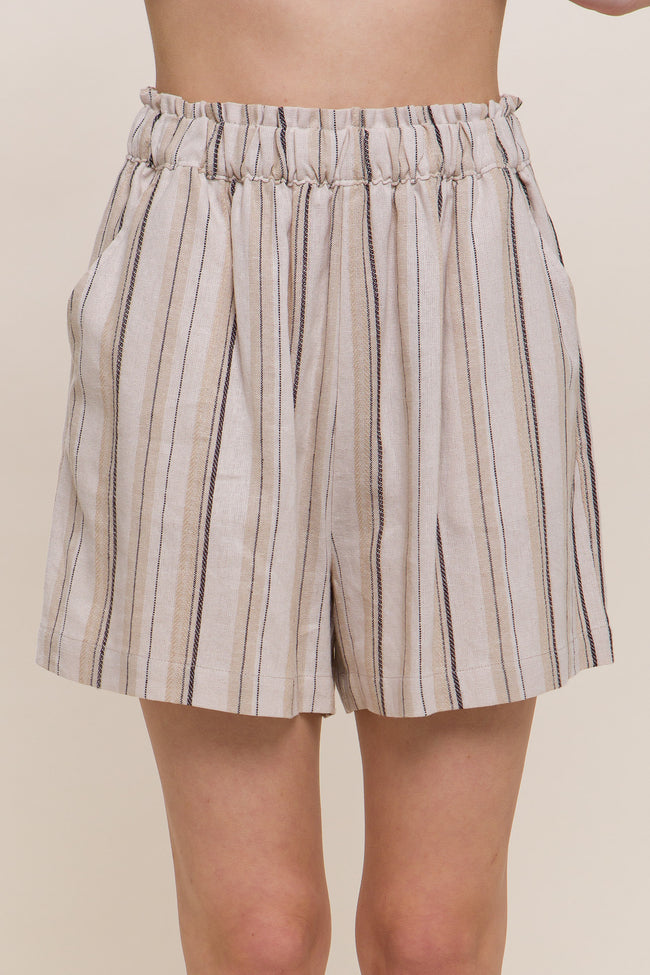 Linen Mocha Stripe Shorts