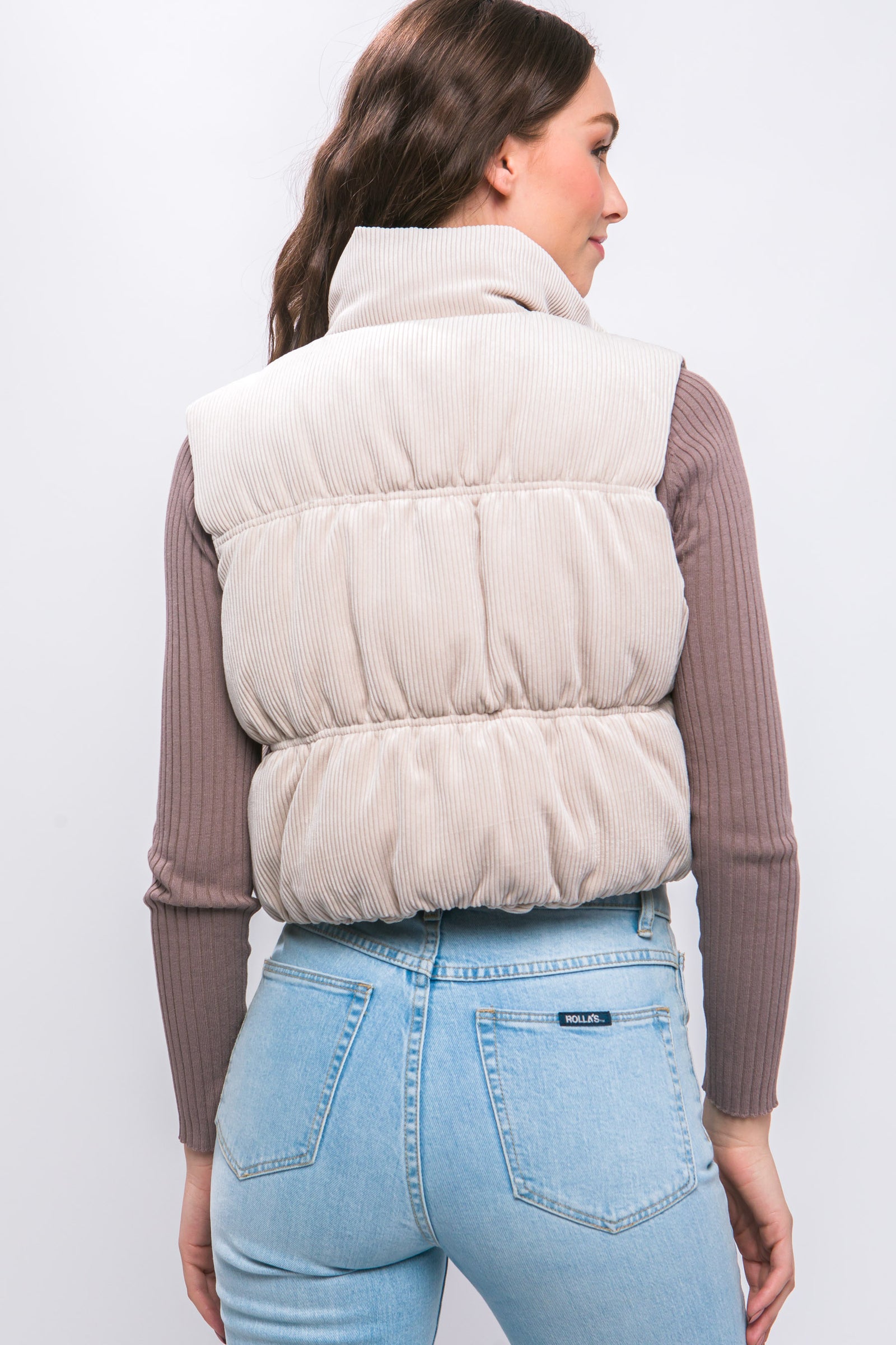 High Neck Corduroy Vest