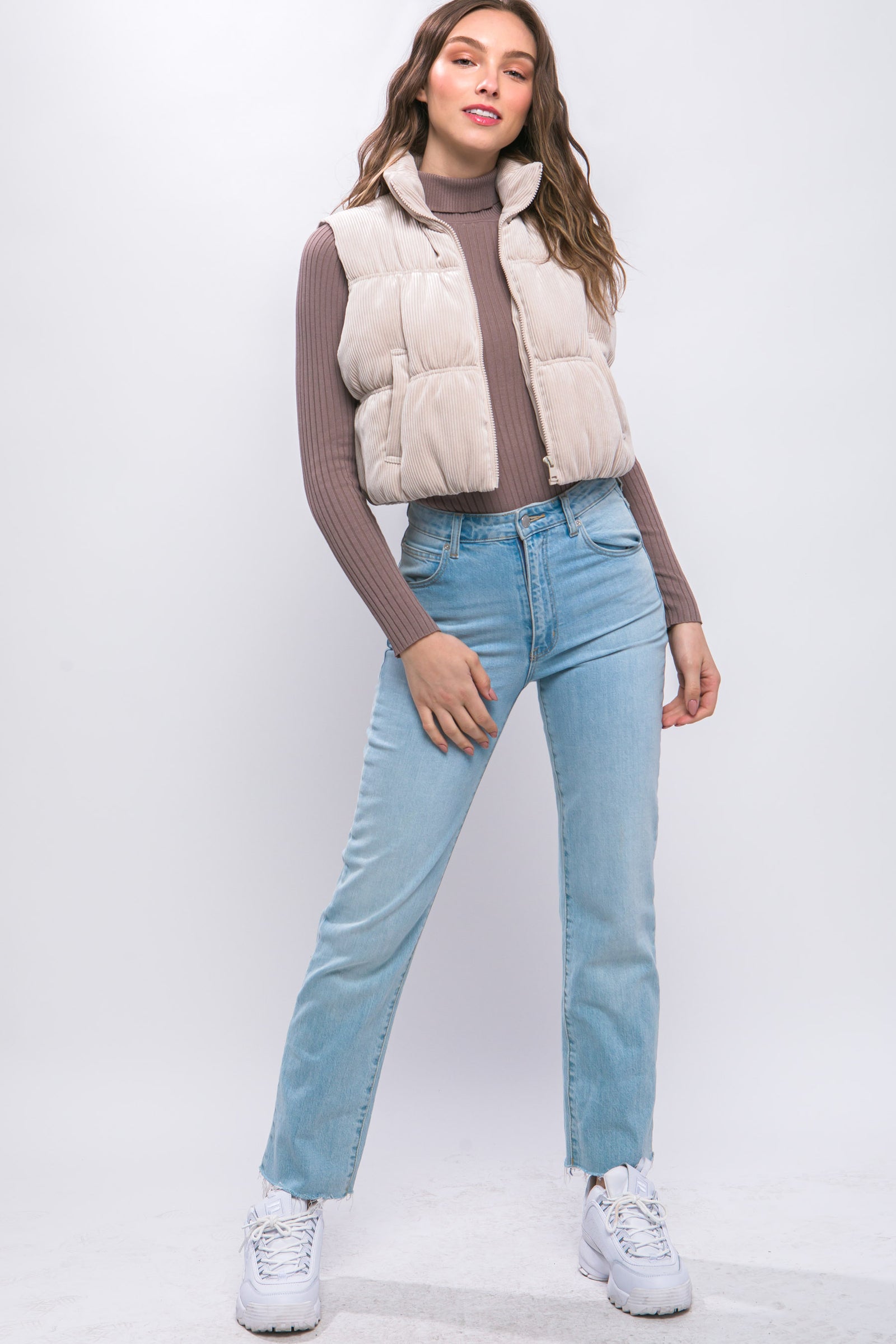 High Neck Corduroy Vest