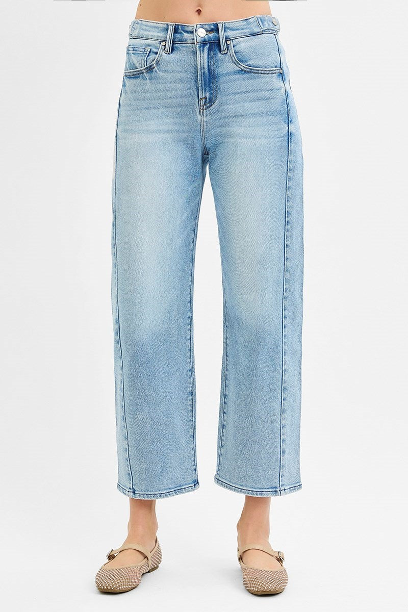 Light Panel Barrel Jeans