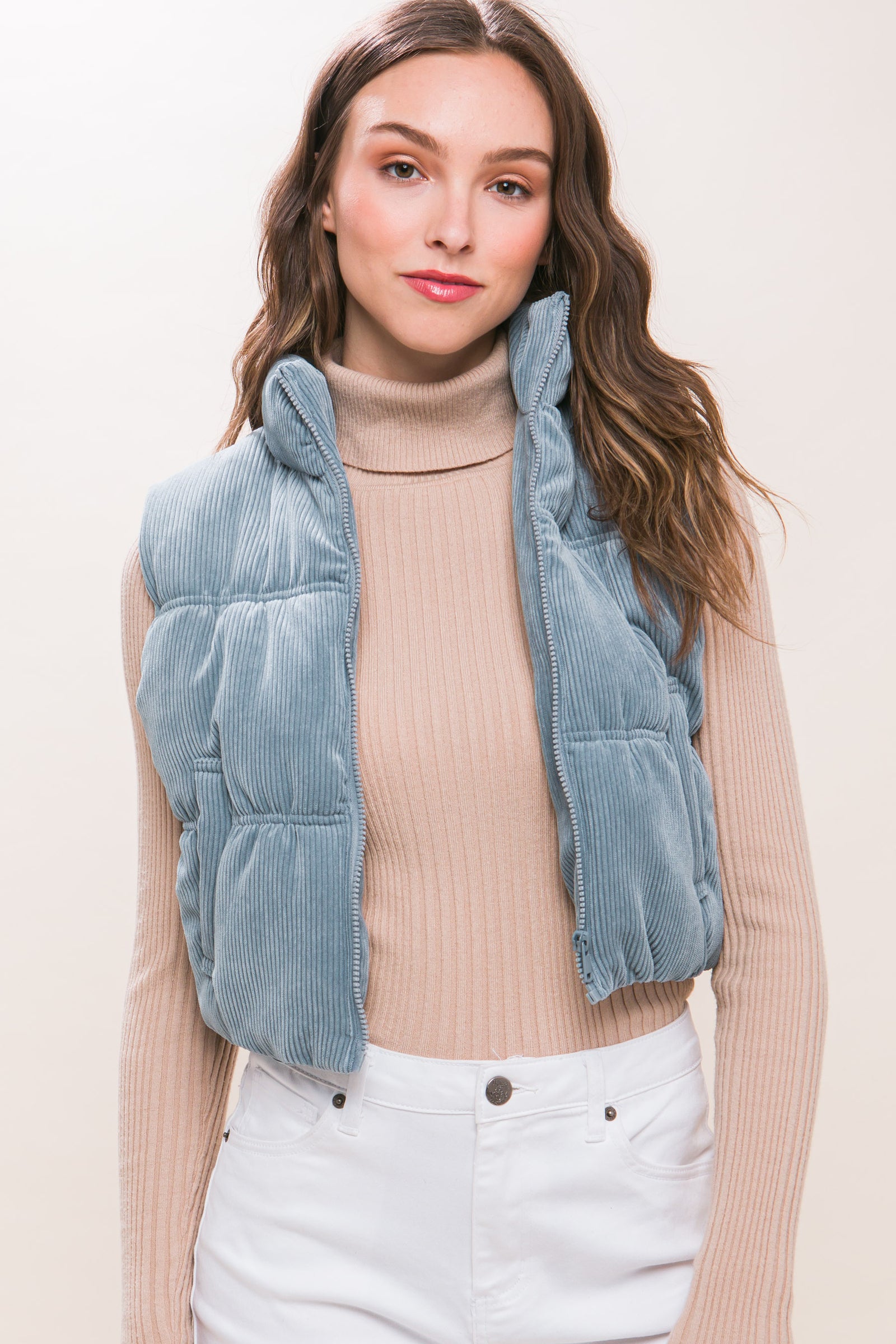 High Neck Corduroy Vest