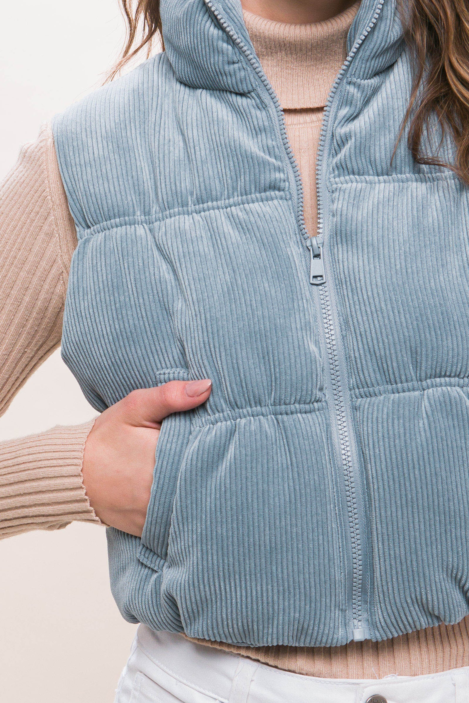 High Neck Corduroy Vest