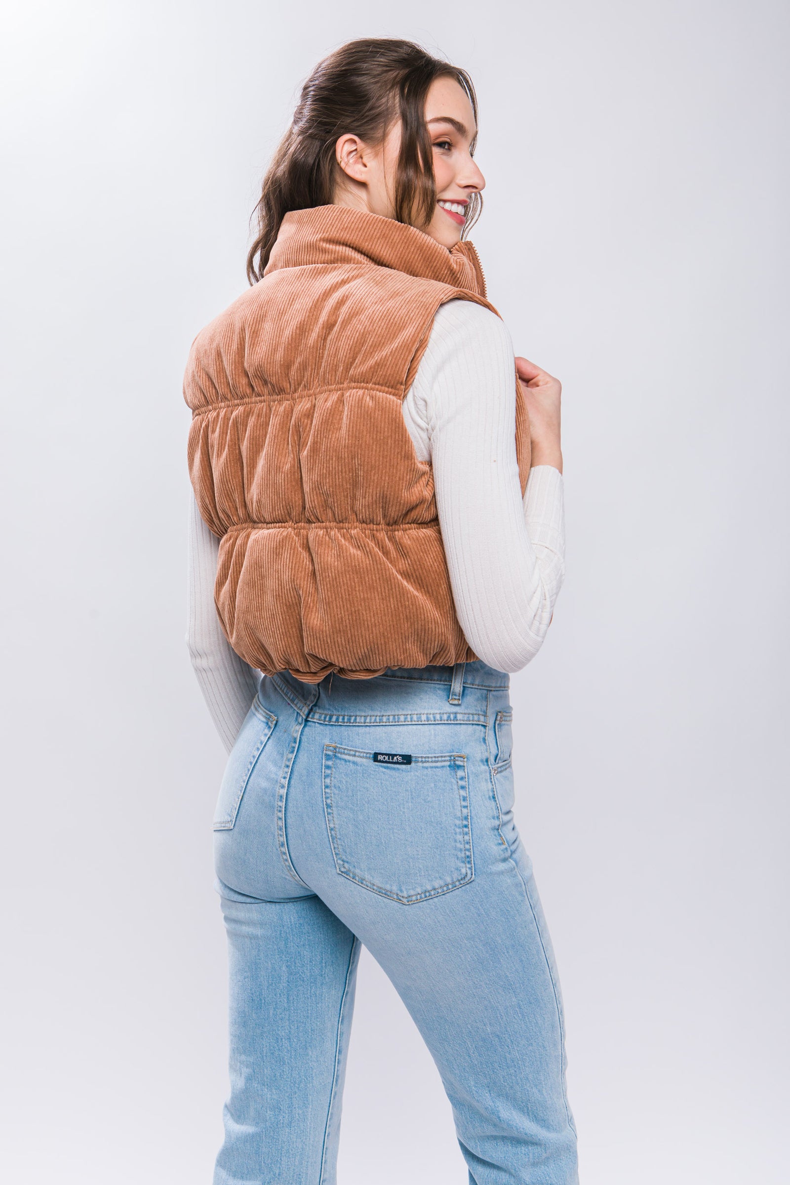 High Neck Corduroy Vest