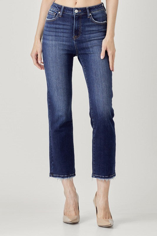 Dark Straight Kick Flare Jeans
