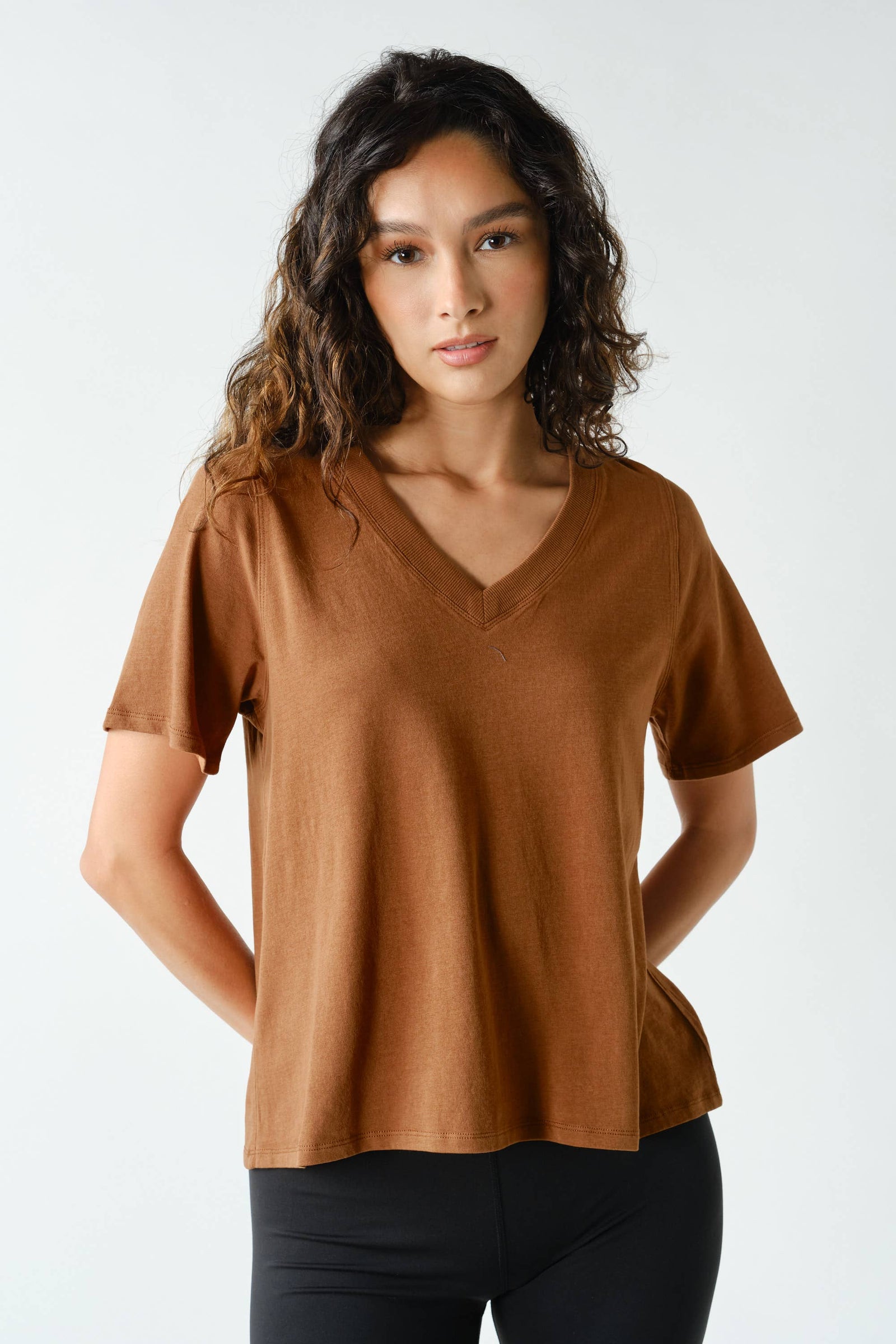Pima Cotton Blend V-Neck Tee