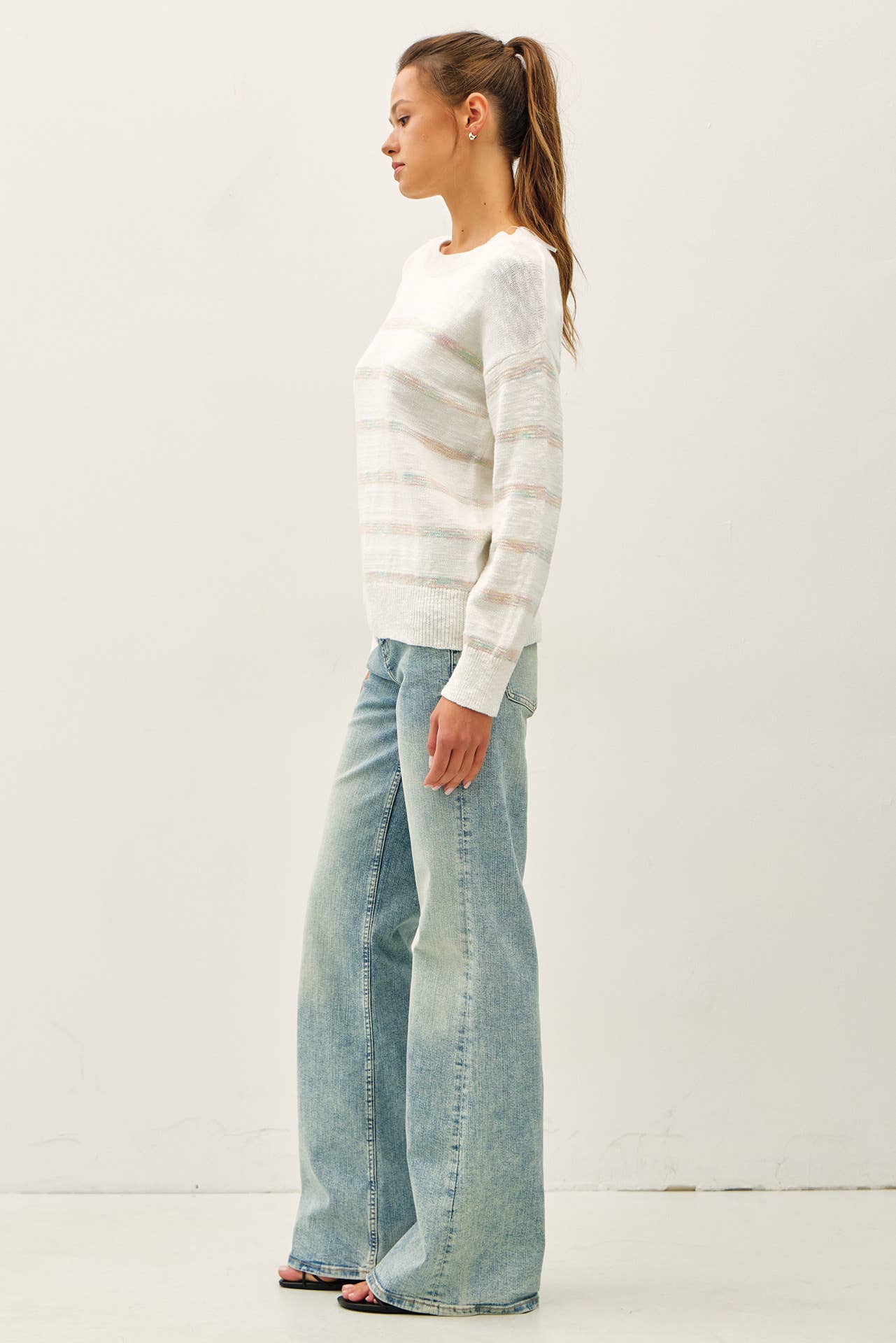 Ivory Pastel Stripe Sweater