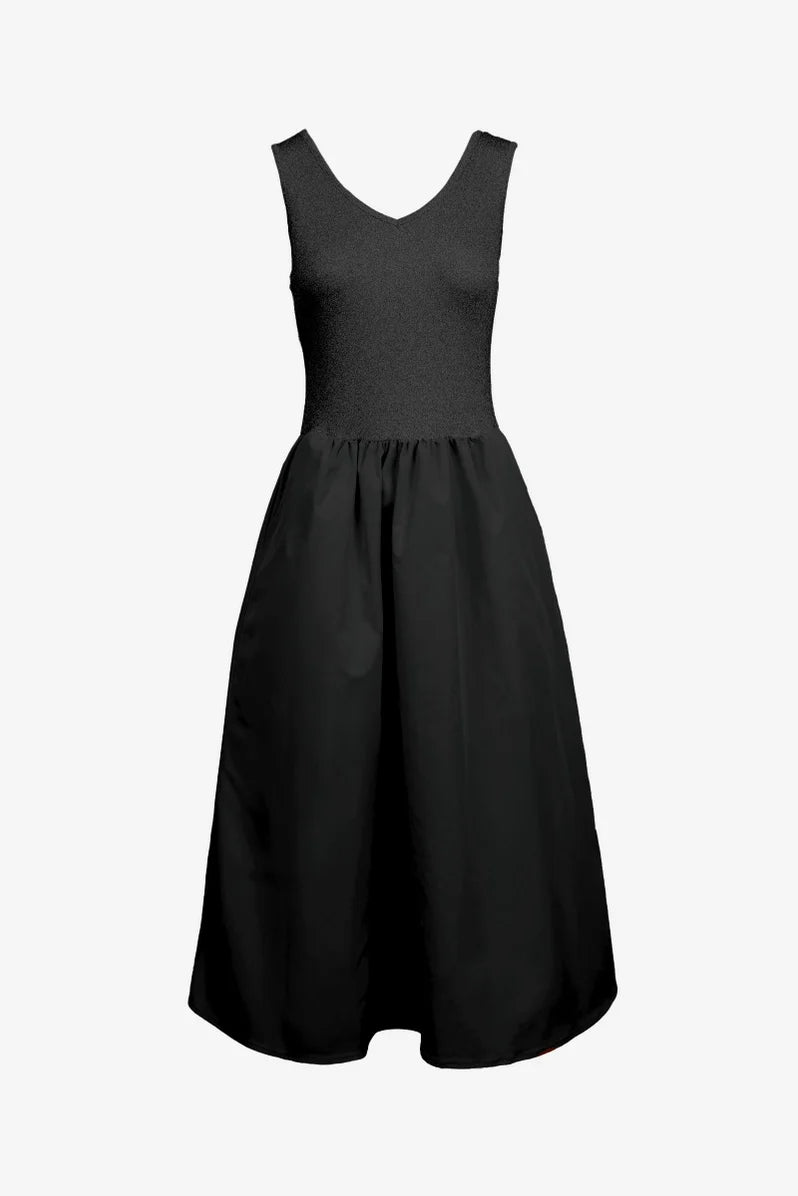 Black Midi Twofer Dress