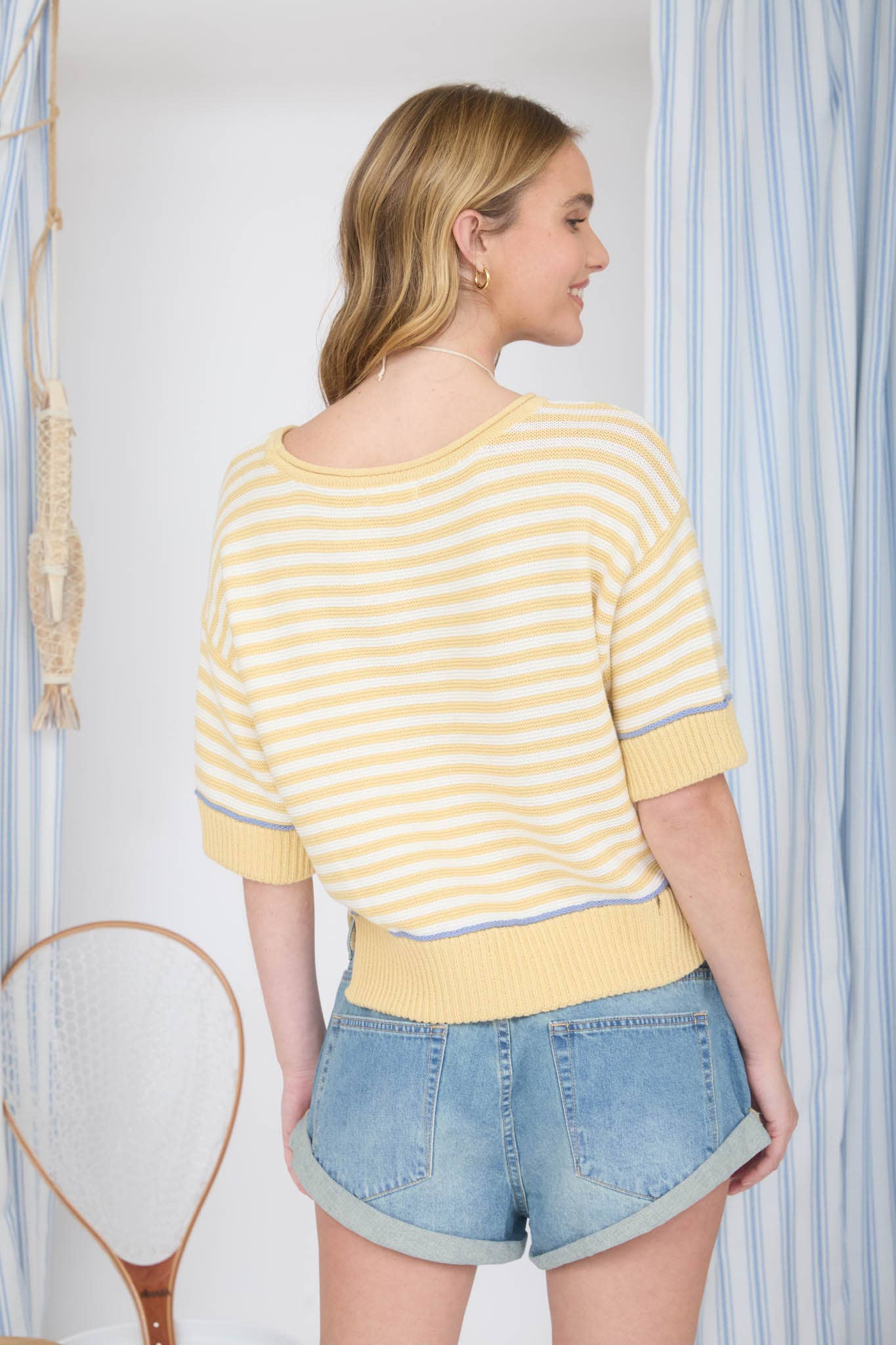 Butter Stripe Blue Contrast Sweater