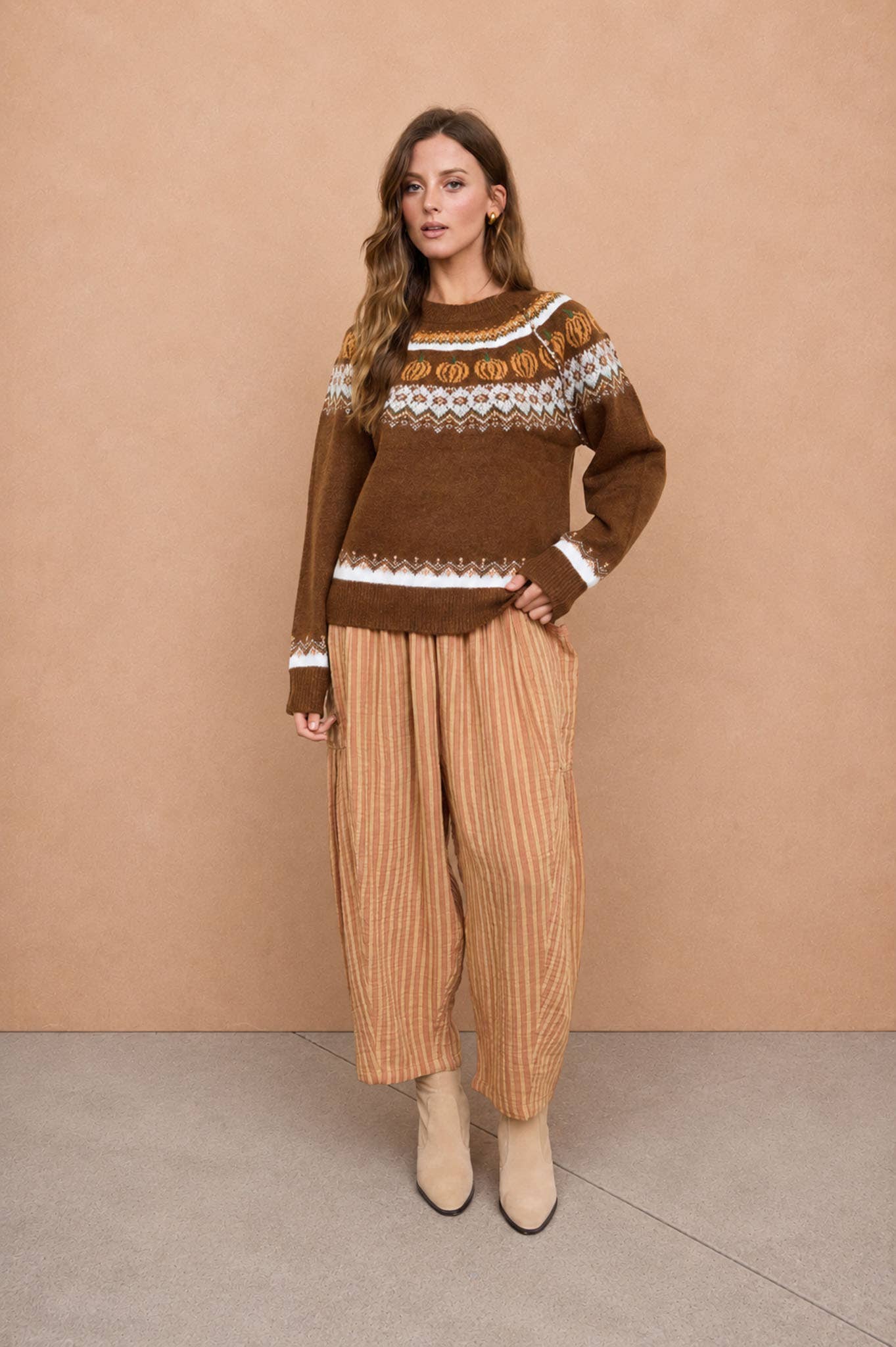 Pumpkin Fair Isle Sweater
