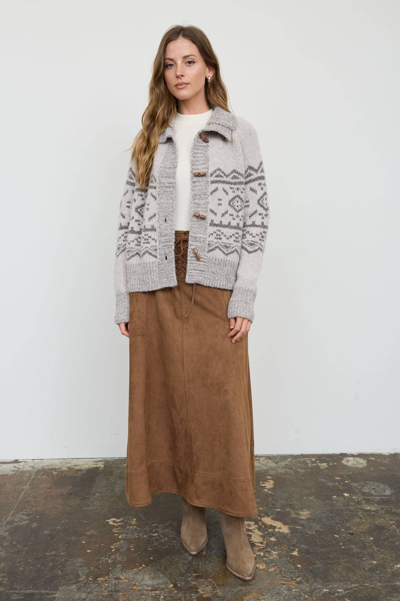 Toggle Button Fair Isle Cardigan
