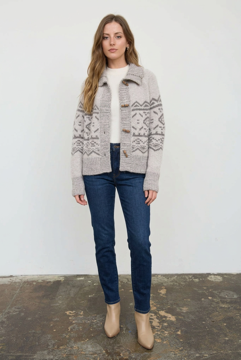Toggle Button Fair Isle Cardigan