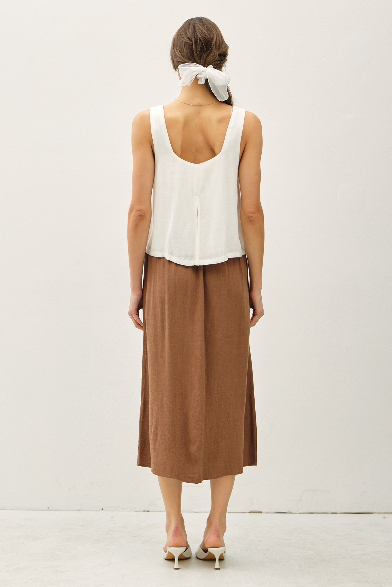 Coco Linen Blend Button Midi Skirt