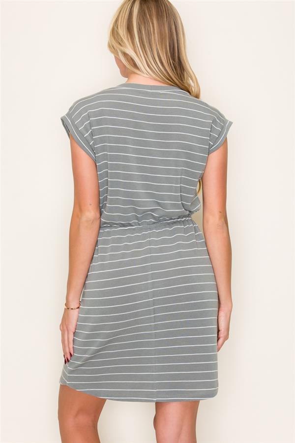 Olive Stripe Terry T-Shirt Dress