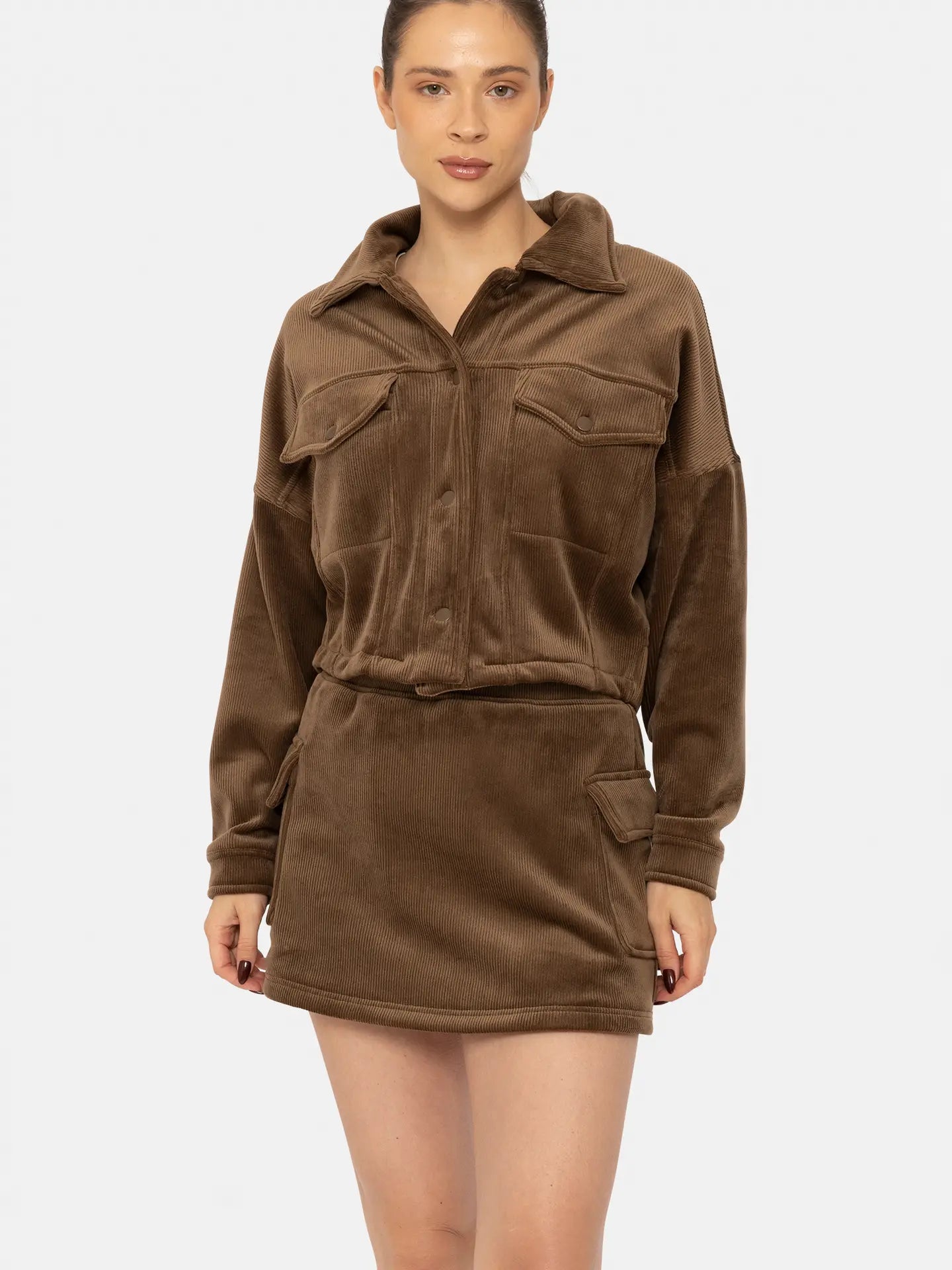 Chocolate Corduroy Cargo Skort