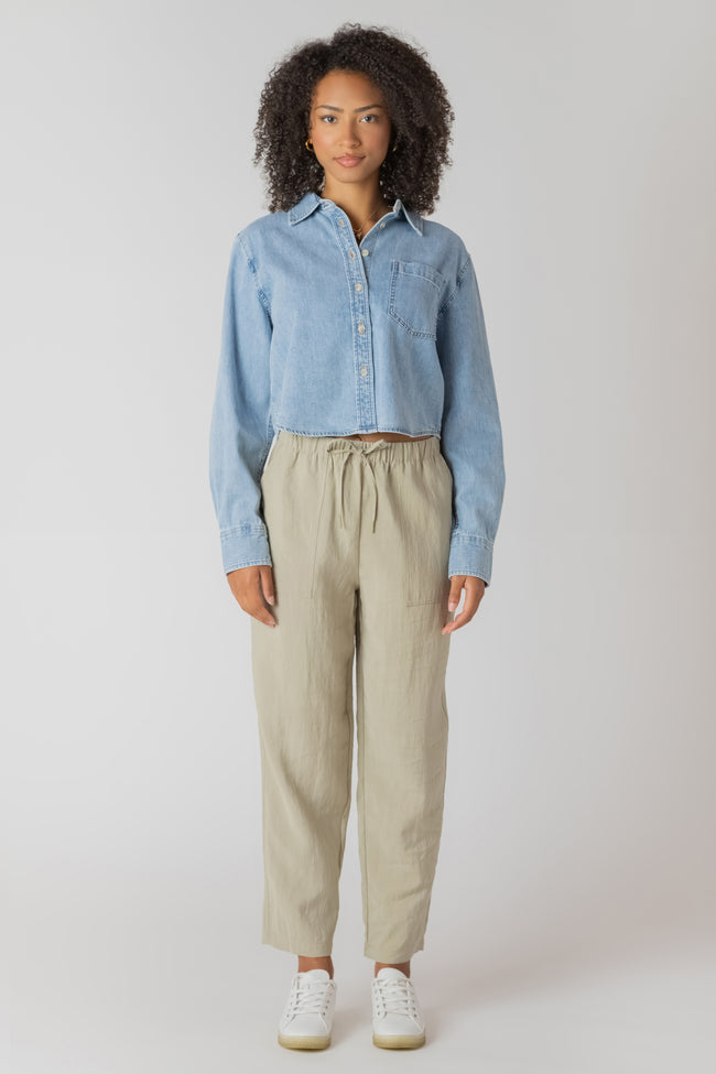 Tencel Denim Button Up Top