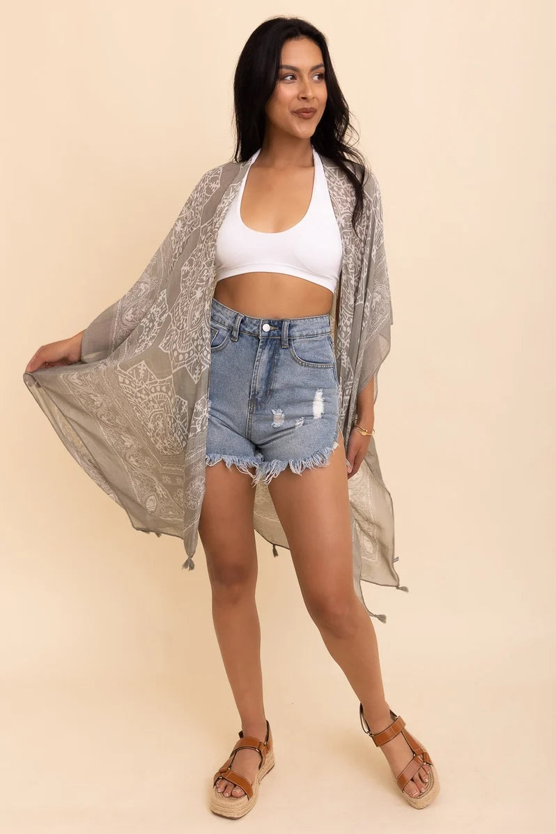 Bandana Print Kimono Cardi