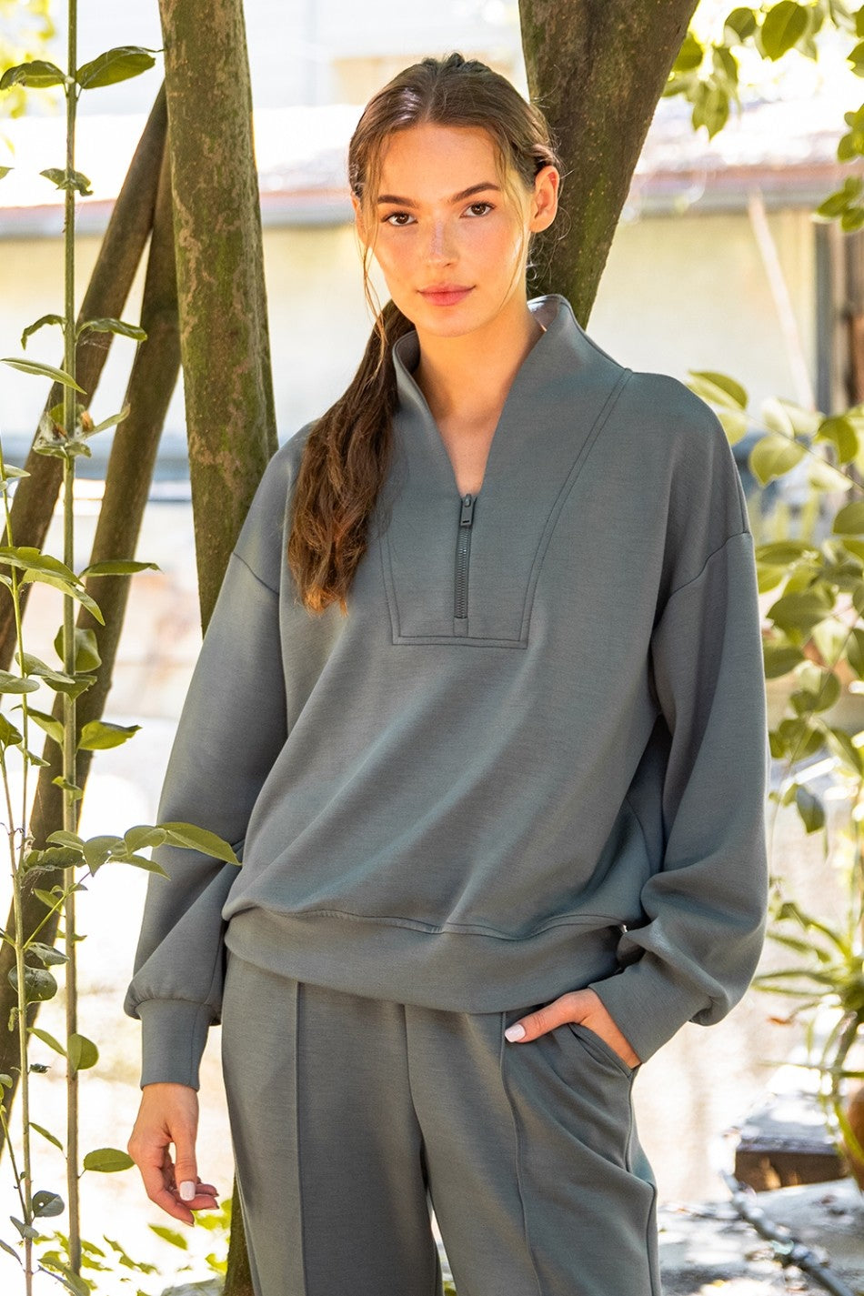 Sage Quarter Zip Sweatshirt