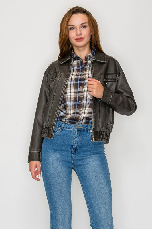 Coco Vegan Leather Bomber Jacket