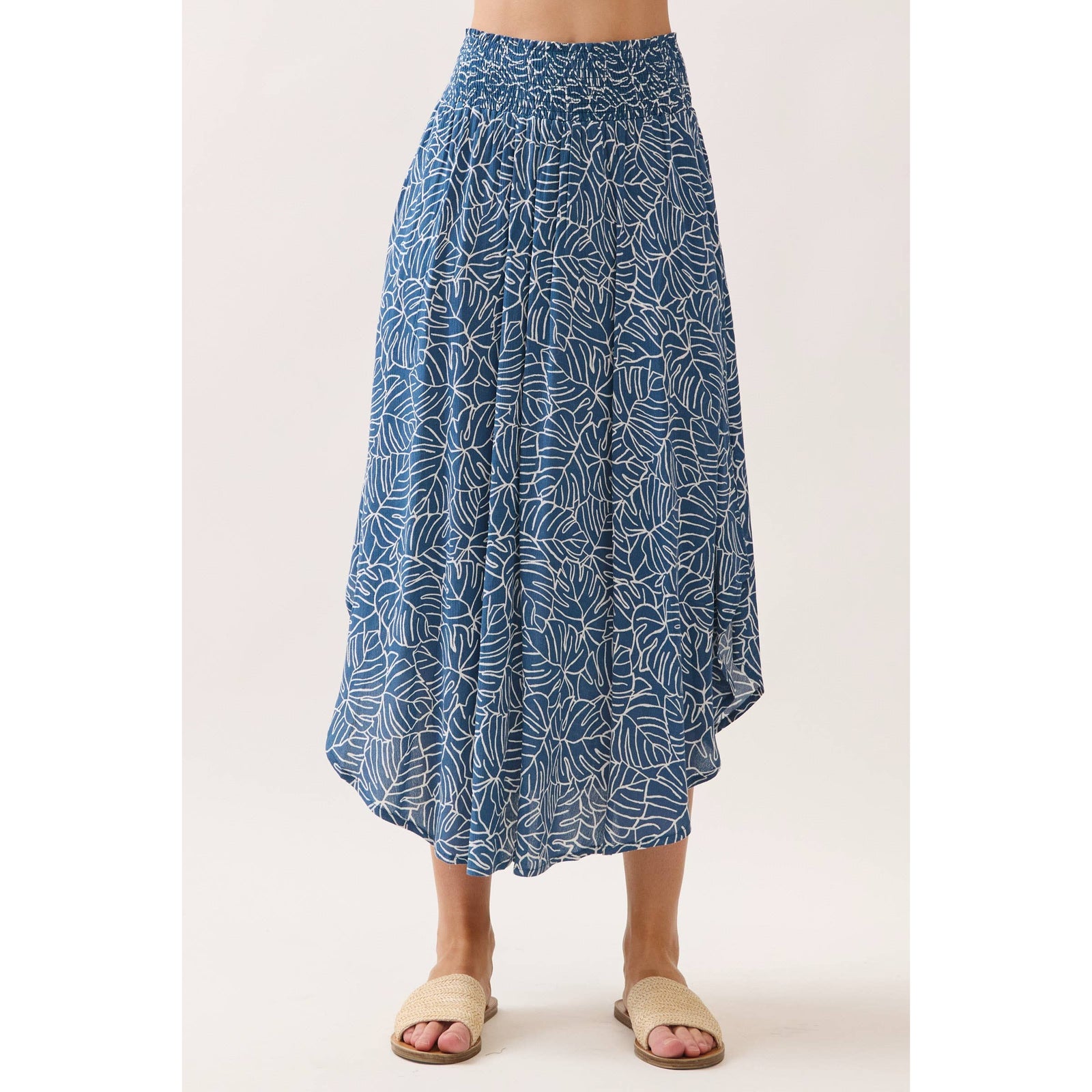 Leaf Smocked Waist Maxi Skirt